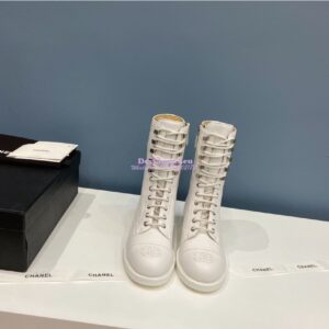 Replica Chanel Lace-Ups Lambskin & Calfskin G34953 White 2