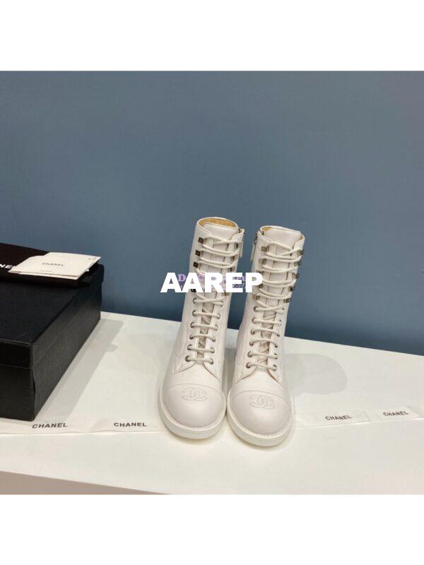 Replica Chanel Lace-Ups Lambskin & Calfskin G34953 White 4