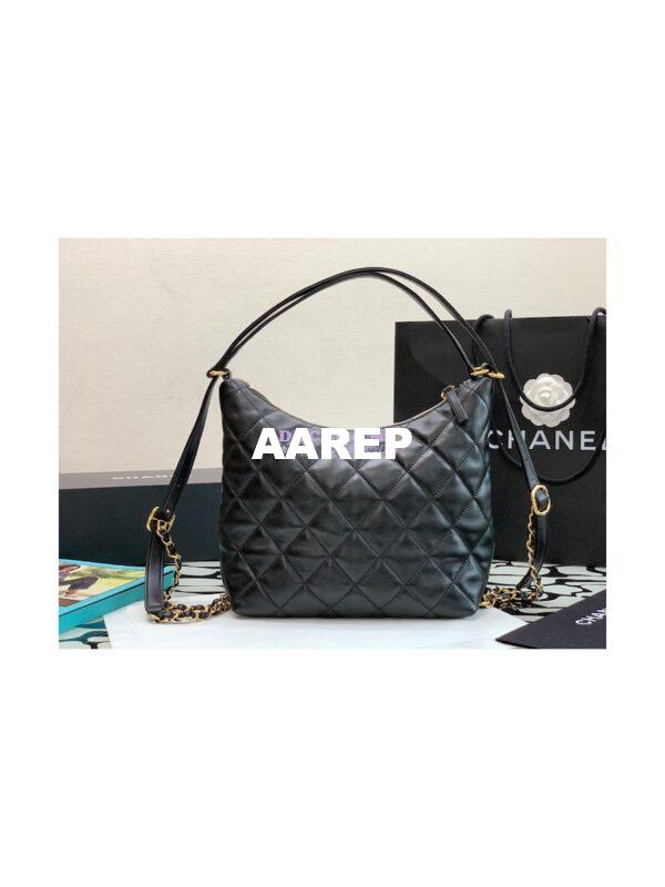 Replica Chanel Hobo Bag in Lambskin AS3487 Black 7