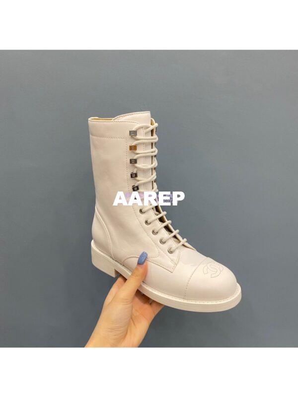 Replica Chanel Lace-Ups Lambskin & Calfskin G34953 White 5