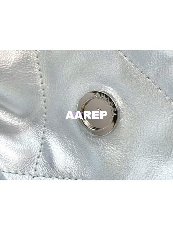 Replica Chanel 22 Handbag Shiny Metallic Calfskin & Silver Metal AS3260 AS3261 Silver 14