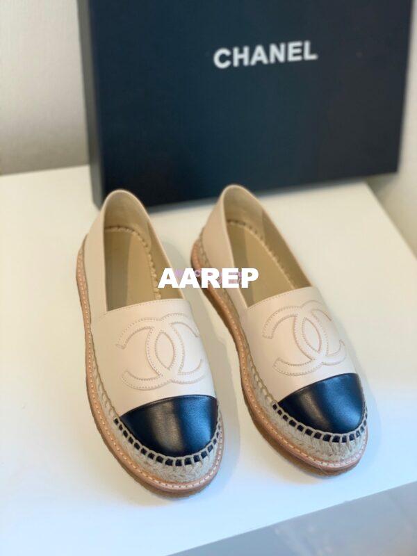 Replica Chanel Espadrilles Lambskin G29762 Beige Black 3