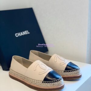 Replica Chanel Espadrilles Lambskin G29762 Beige Black 2