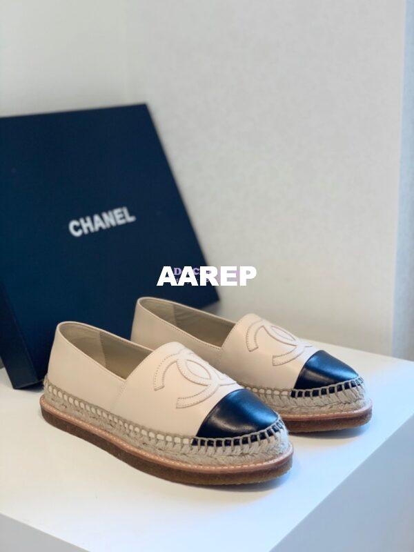 Replica Chanel Espadrilles Lambskin G29762 Beige Black 4