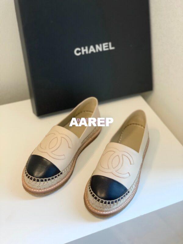Replica Chanel Espadrilles Lambskin G29762 Beige Black 5