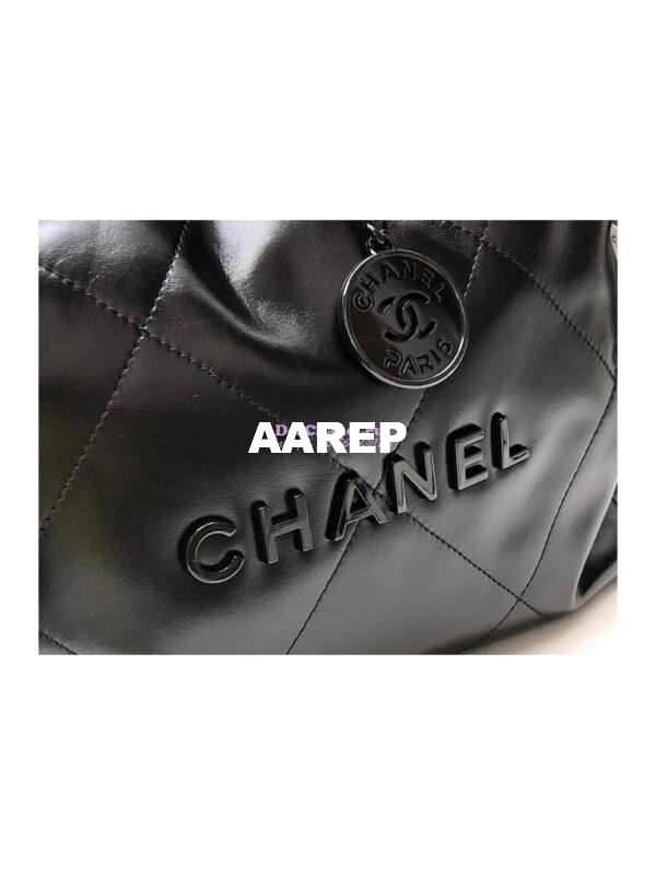 Replica Chanel 22 Handbag Shiny Calfskin & Black Metal AS3260 AS3261 All Black 3