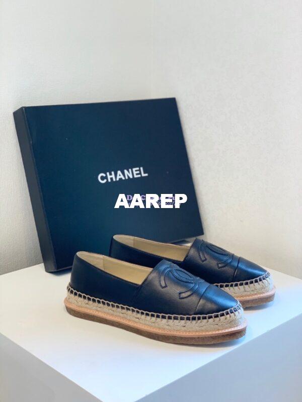 Replica Chanel Espadrilles Lambskin G29762 Black