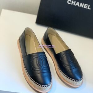 Replica Chanel Espadrilles Lambskin G29762 Black 2