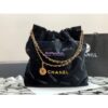 Replica Chanel 22 Handbag Shiny Calfskin & Black Metal AS3260 AS3261 All Black
