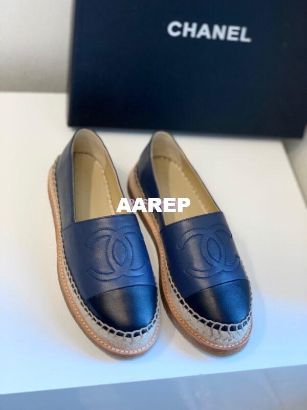 Replica Chanel Espadrilles Lambskin G29762 Blue Black 3