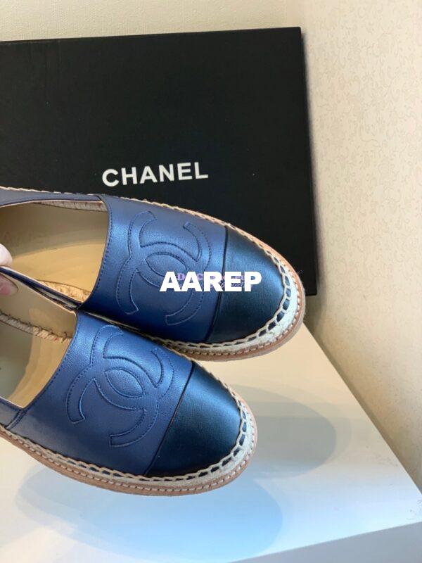 Replica Chanel Espadrilles Lambskin G29762 Blue Black 7