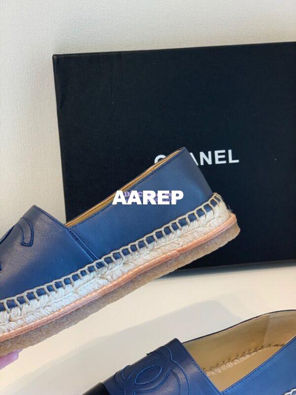 Replica Chanel Espadrilles Lambskin G29762 Blue Black 9