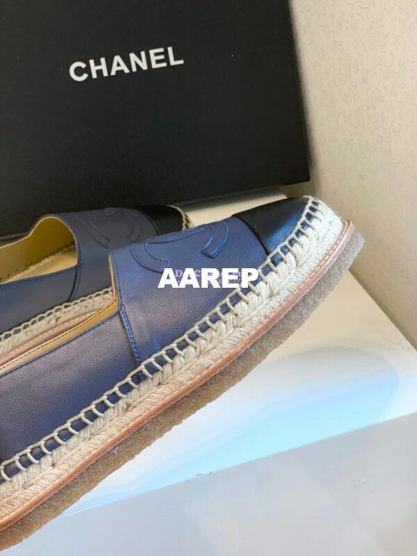 Replica Chanel Espadrilles Lambskin G29762 Blue Black 10