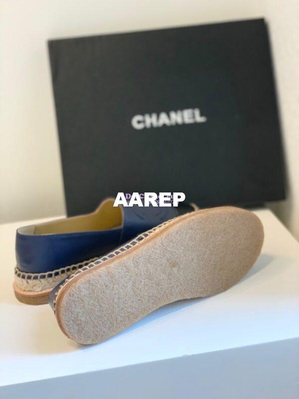 Replica Chanel Espadrilles Lambskin G29762 Blue Black 11