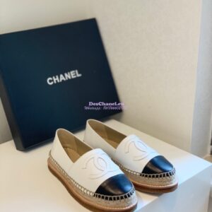 Replica Chanel Espadrilles Lambskin G29762 White Black