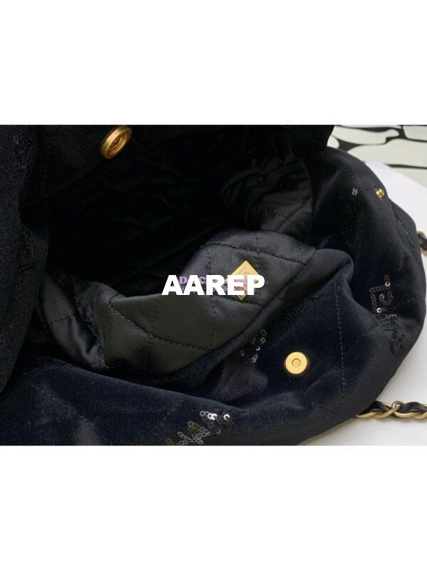 Replica Chanel 22 Handbag Velvet, Sequins with Gold Metal AS3260 AS3261 Black 11