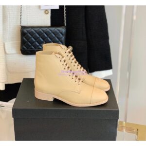 Replica Chanel Calfskin Ankle Boots G38311 Beige