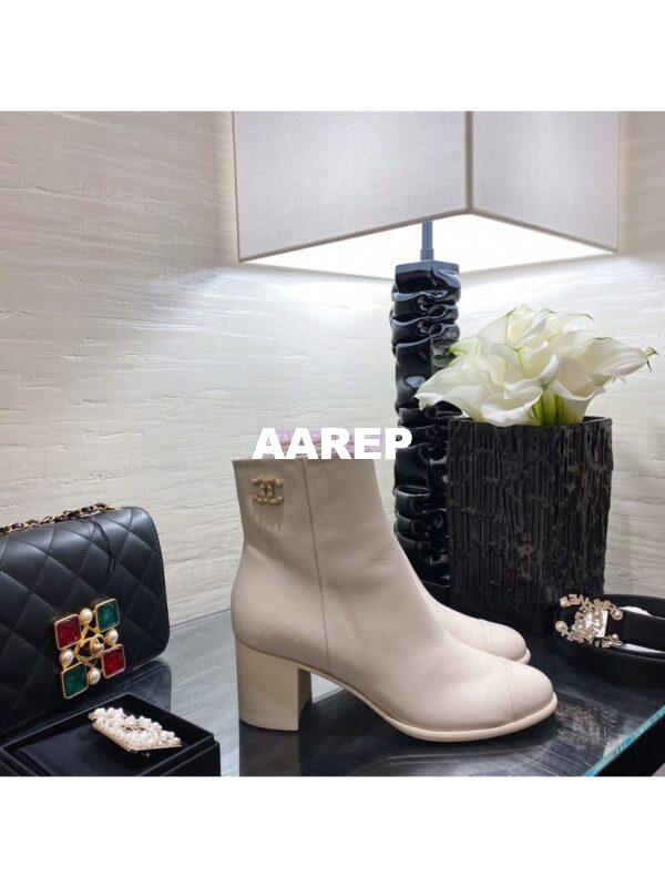 Replica Chanel Ankle Boots Calfskin G36307 Cream 3