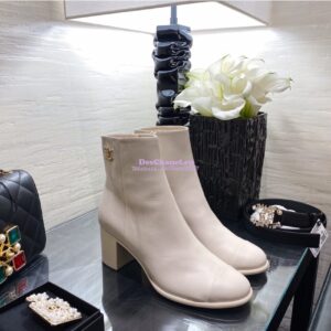Replica Chanel Ankle Boots Calfskin G36307 Cream 2
