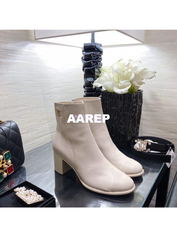 Replica Chanel Ankle Boots Calfskin G36307 Cream 4
