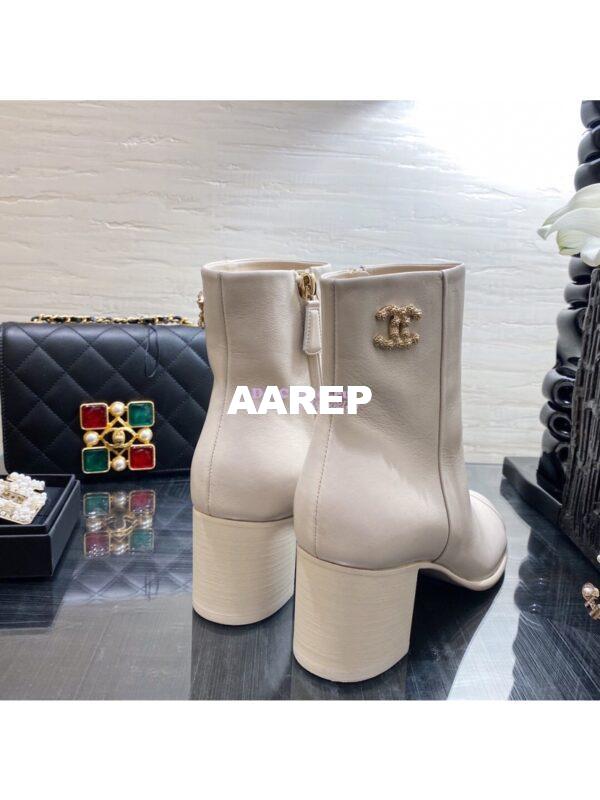 Replica Chanel Ankle Boots Calfskin G36307 Cream 6