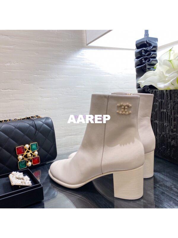 Replica Chanel Ankle Boots Calfskin G36307 Cream 7