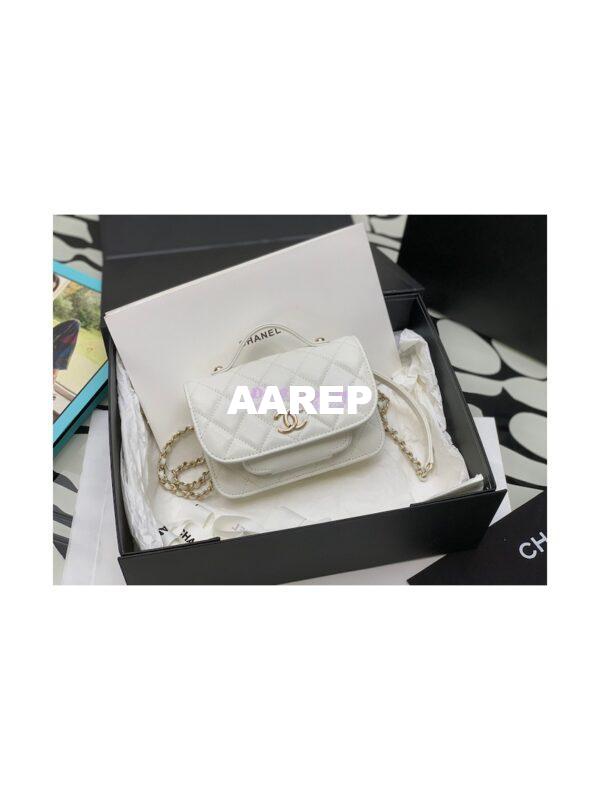 Replica Chanel Clutch With Chain With double Pockets AP2914 Grained Calfskin White