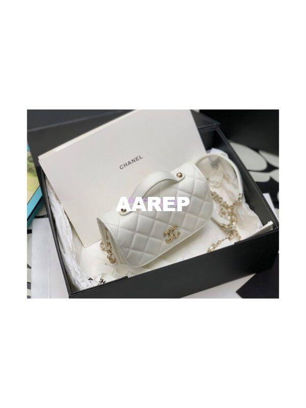 Replica Chanel Clutch With Chain With double Pockets AP2914 Grained Calfskin White 2