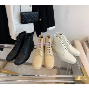 Replica Chanel Calfskin Ankle Boots G38311 White