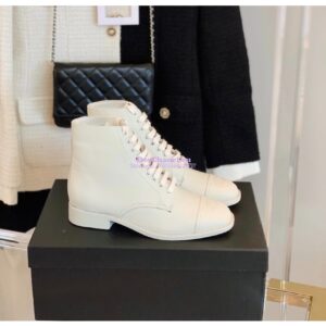 Replica Chanel Calfskin Ankle Boots G38311 White 2
