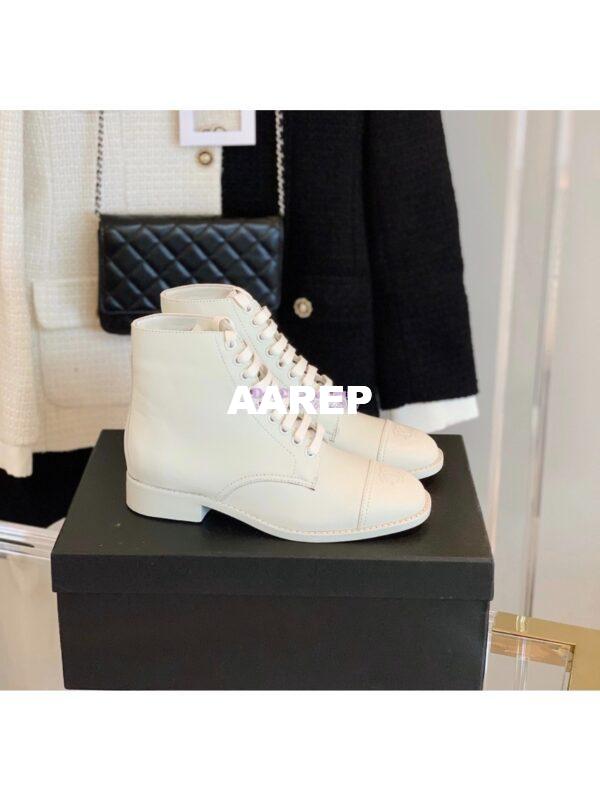 Replica Chanel Calfskin Ankle Boots G38311 White 2