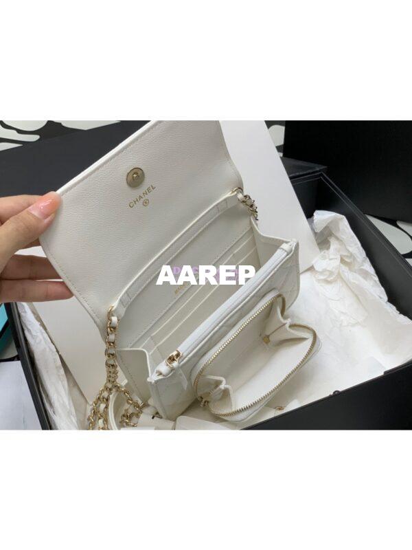 Replica Chanel Clutch With Chain With double Pockets AP2914 Grained Calfskin White 8