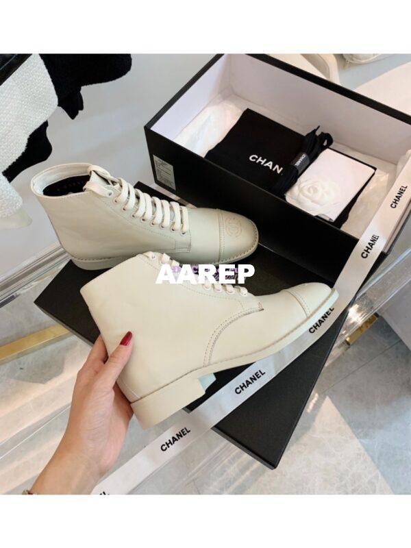 Replica Chanel Calfskin Ankle Boots G38311 White 4