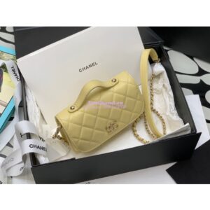 Replica Chanel Clutch With Chain With double Pockets AP2914 Grained Calfskin Yellow 2