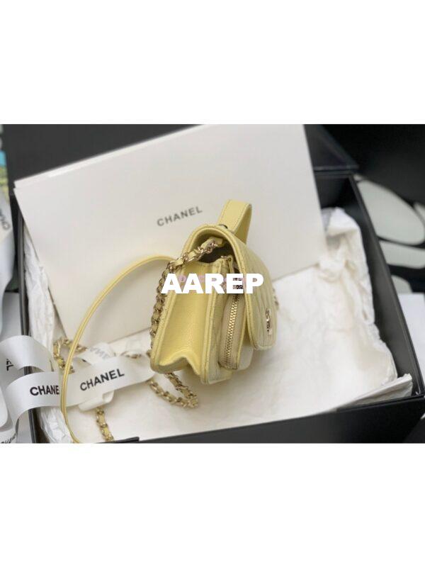 Replica Chanel Clutch With Chain With double Pockets AP2914 Grained Calfskin Yellow 6