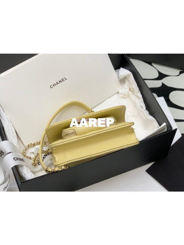 Replica Chanel Clutch With Chain With double Pockets AP2914 Grained Calfskin Yellow 7