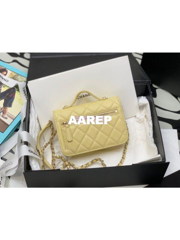 Replica Chanel Clutch With Chain With double Pockets AP2914 Grained Calfskin Yellow 8