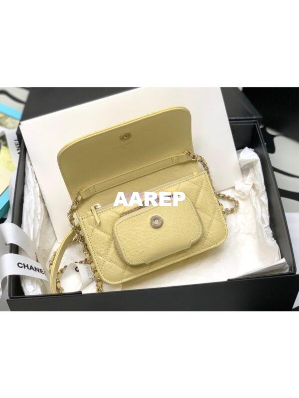 Replica Chanel Clutch With Chain With double Pockets AP2914 Grained Calfskin Yellow 9