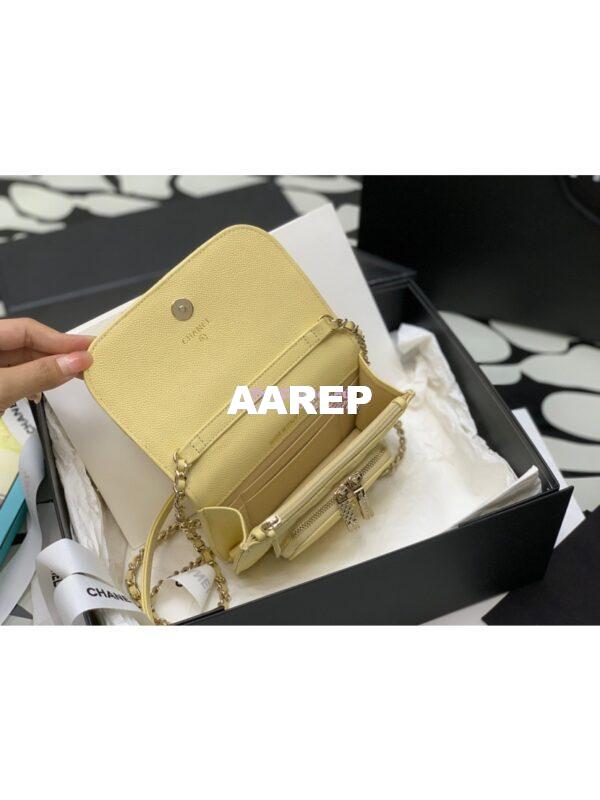 Replica Chanel Clutch With Chain With double Pockets AP2914 Grained Calfskin Yellow 11