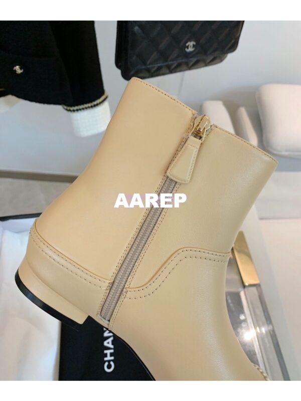 Replica Chanel Pearl Embroidered Lambskin Ankle Boots Grossgrain Cap Toe G35403 Beige 10