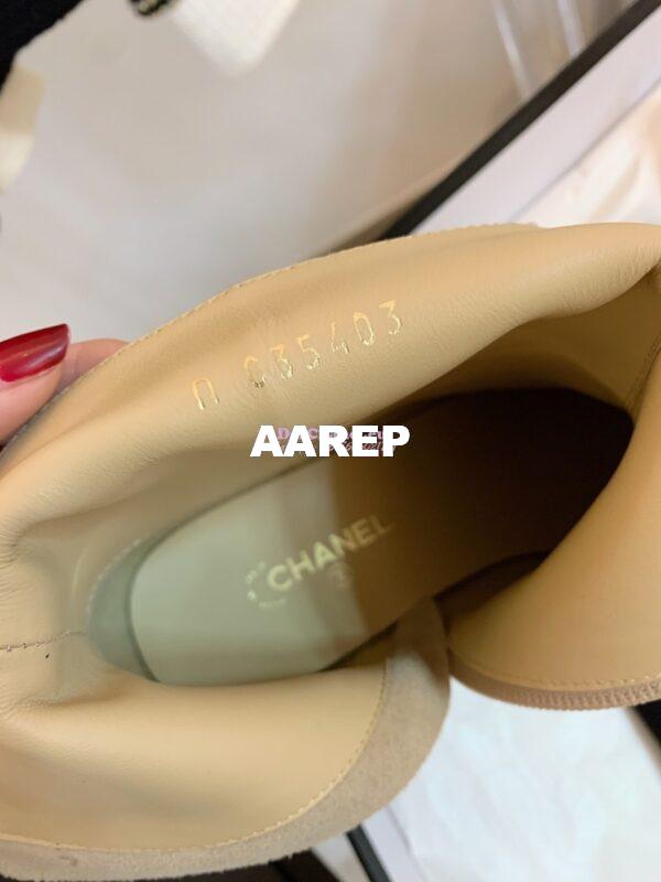 Replica Chanel Pearl Embroidered Lambskin Ankle Boots Grossgrain Cap Toe G35403 Beige 11