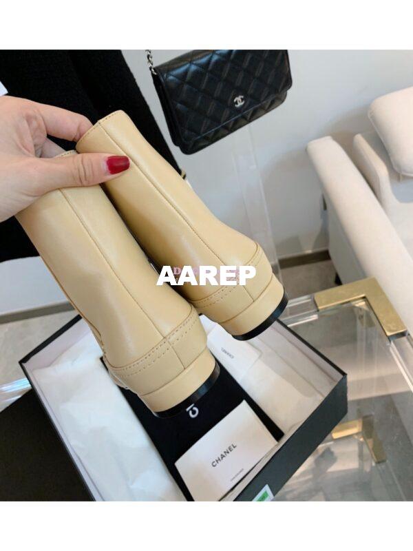 Replica Chanel Pearl Embroidered Lambskin Ankle Boots Grossgrain Cap Toe G35403 Beige 12