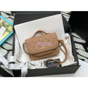 Replica Chanel Clutch With Chain With double Pockets AP2914 Grained Calfskin Caramel