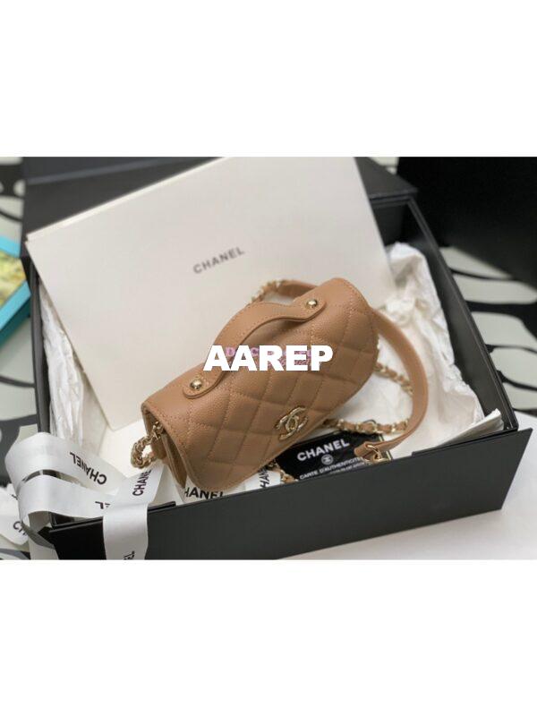 Replica Chanel Clutch With Chain With double Pockets AP2914 Grained Calfskin Caramel 4