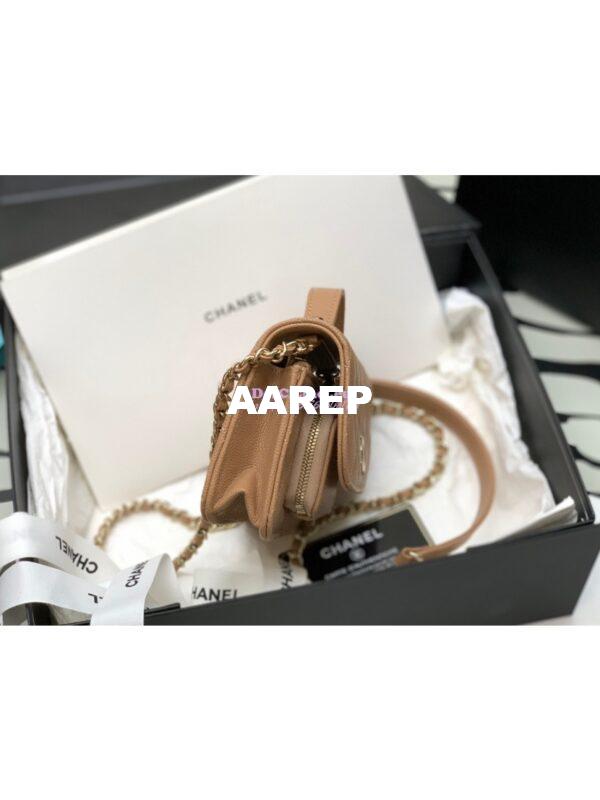 Replica Chanel Clutch With Chain With double Pockets AP2914 Grained Calfskin Caramel 7