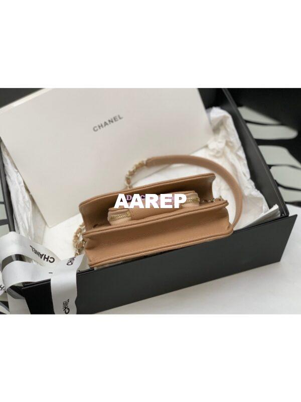 Replica Chanel Clutch With Chain With double Pockets AP2914 Grained Calfskin Caramel 8