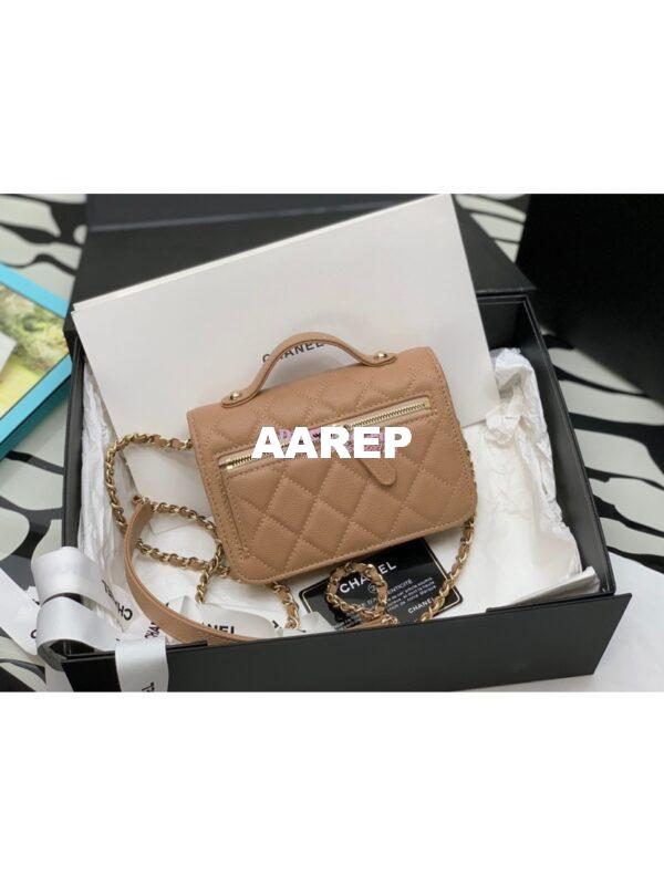 Replica Chanel Clutch With Chain With double Pockets AP2914 Grained Calfskin Caramel 9