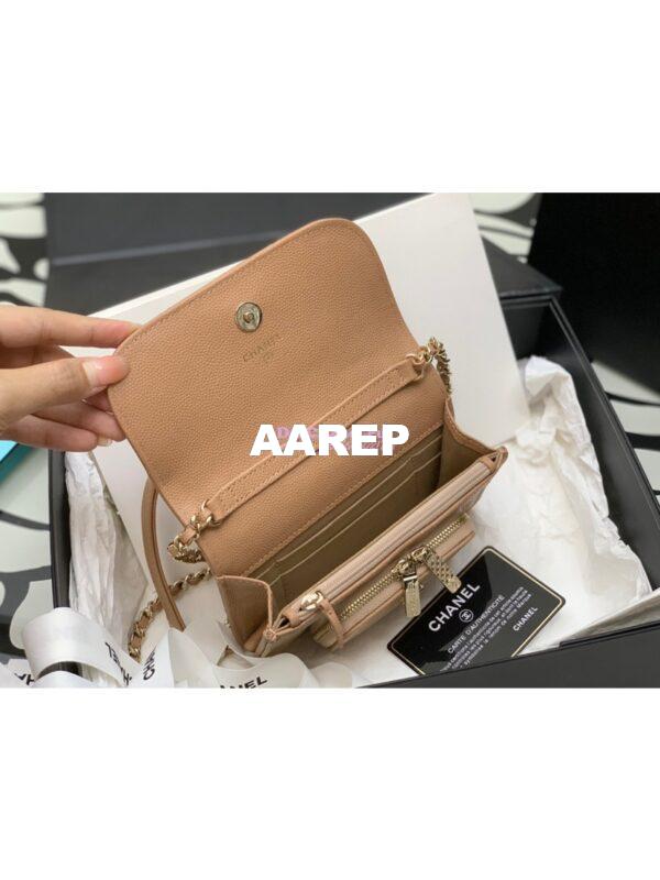 Replica Chanel Clutch With Chain With double Pockets AP2914 Grained Calfskin Caramel 10