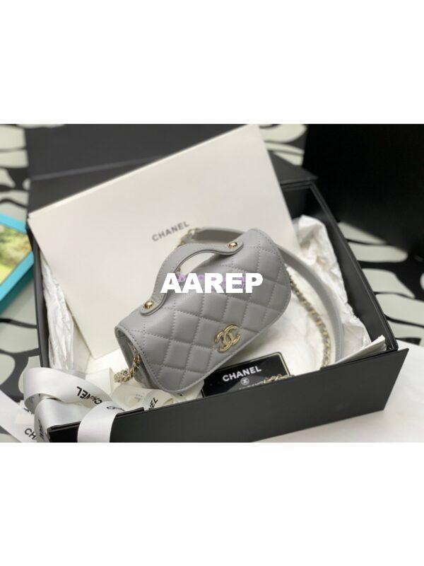 Replica Chanel Clutch With Chain With double Pockets AP2914 Grained Calfskin Grey 4