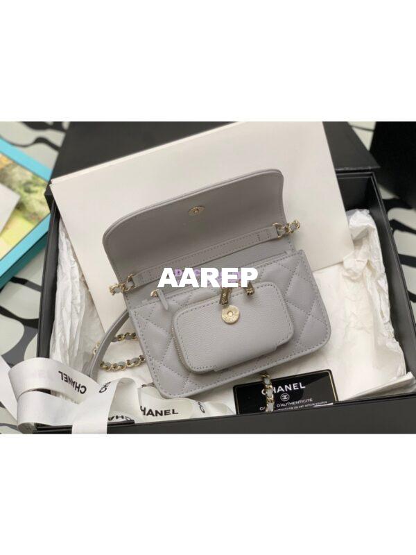 Replica Chanel Clutch With Chain With double Pockets AP2914 Grained Calfskin Grey 7